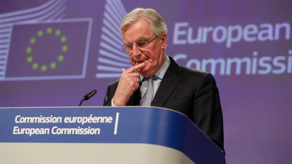 Barnier, durante la rueda de prensa tras la reunión con la delegación británica.