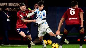 Kubo, en una acción del partido frente a Osasuna