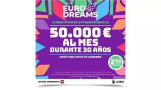 Loterías aumenta el premio de EuroDreams: 50.000 euros al mes durante 30 años por una apuesta de 2,50 euros