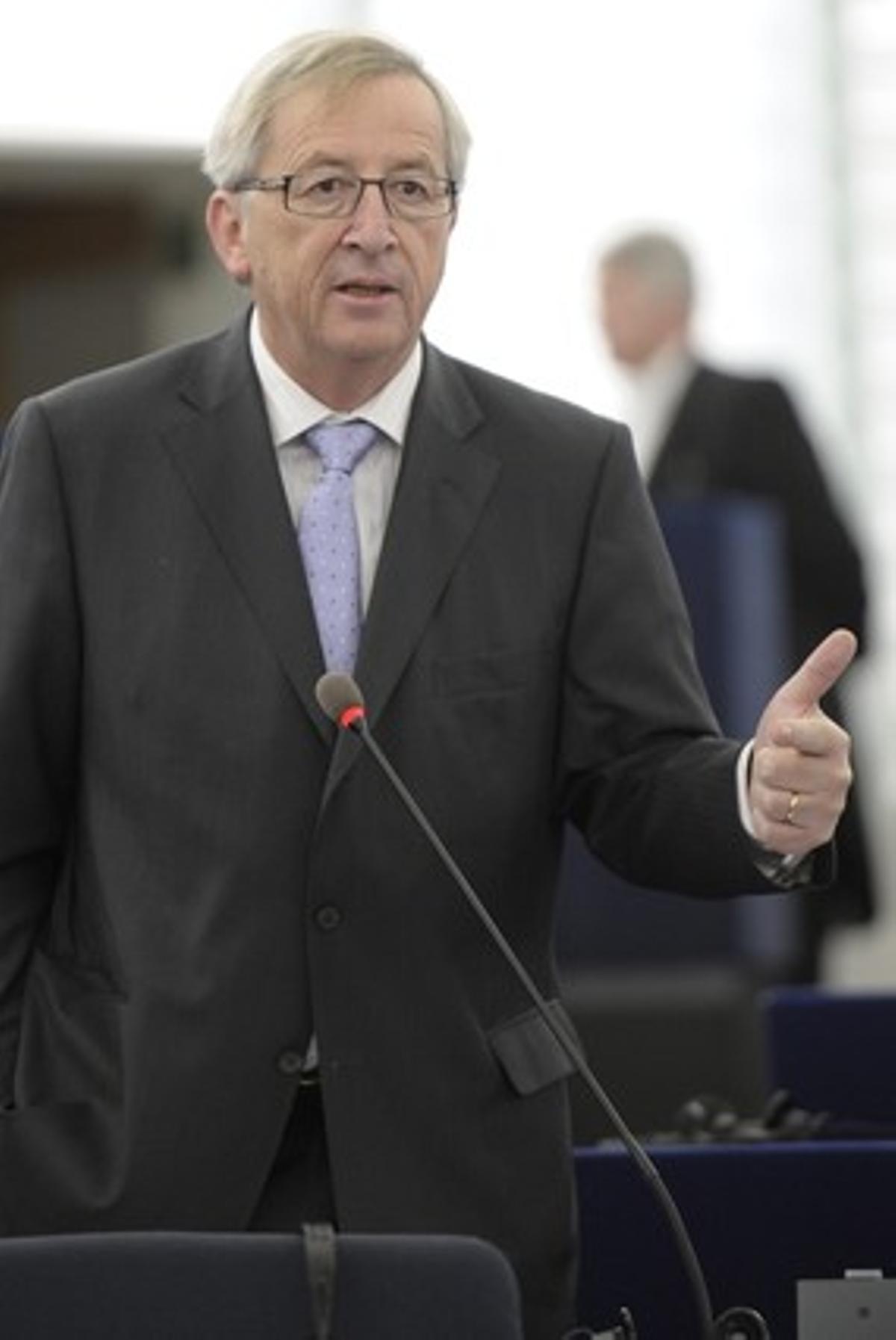 El president de l’Eurogrup, Jean-Claude Juncker, durant la seva compareixença al Parlament Europeu, dimecres, a Estrasburg.