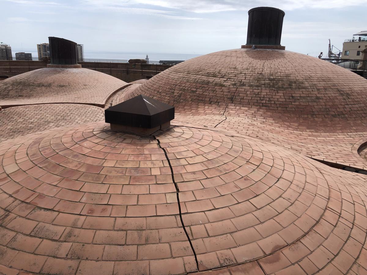 Estado de las grietas en las cúpulas de la catedral de Málaga en octubre de 2022.