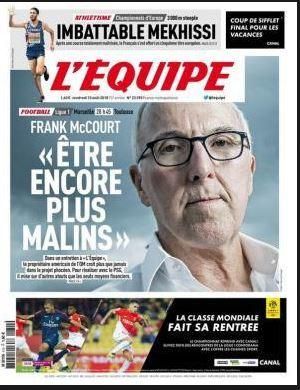 Portada L'ÉQUIPE viernes 10 de agosto de 2018