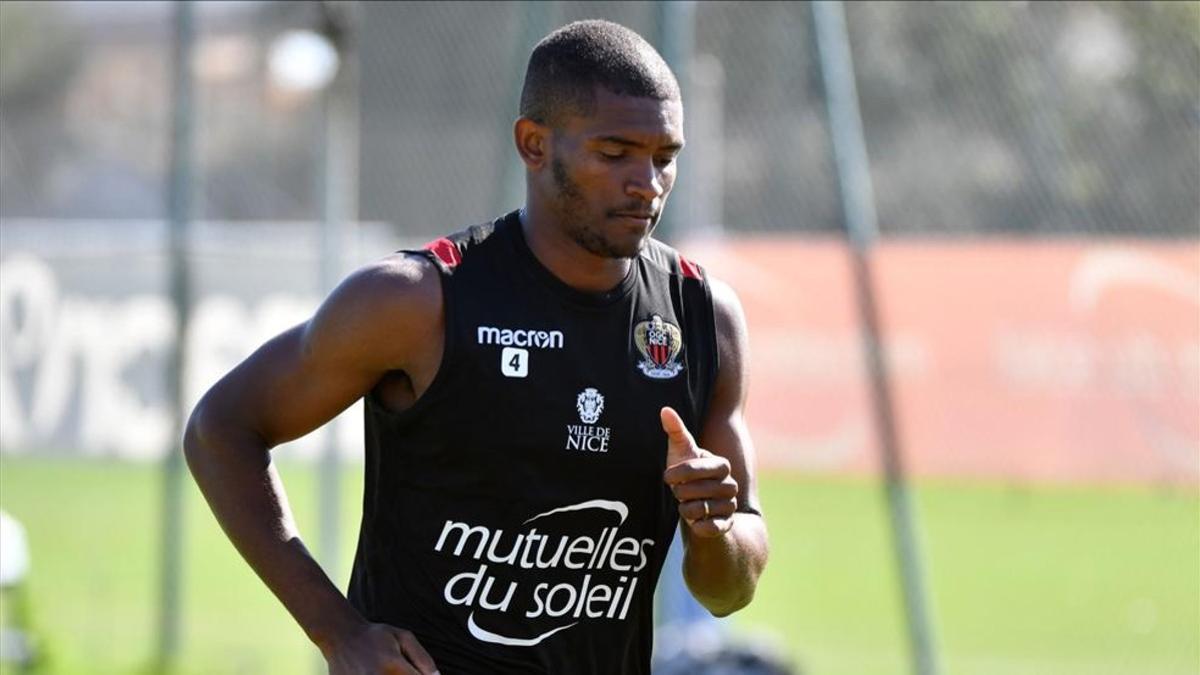 Marlon Santos, en un entrenamiento de la pasada temporada con el Niza