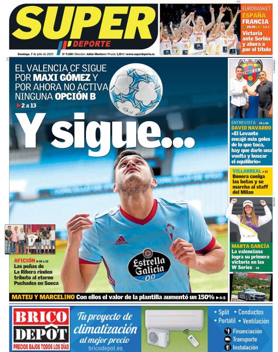 Portada SUPERDEPORTE domingo 7 julio 2019