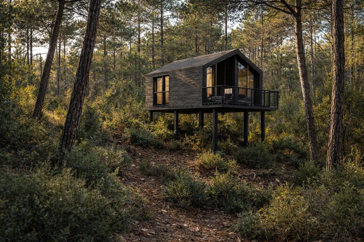 Una cabana de fusta com les que es posaran a Biosca