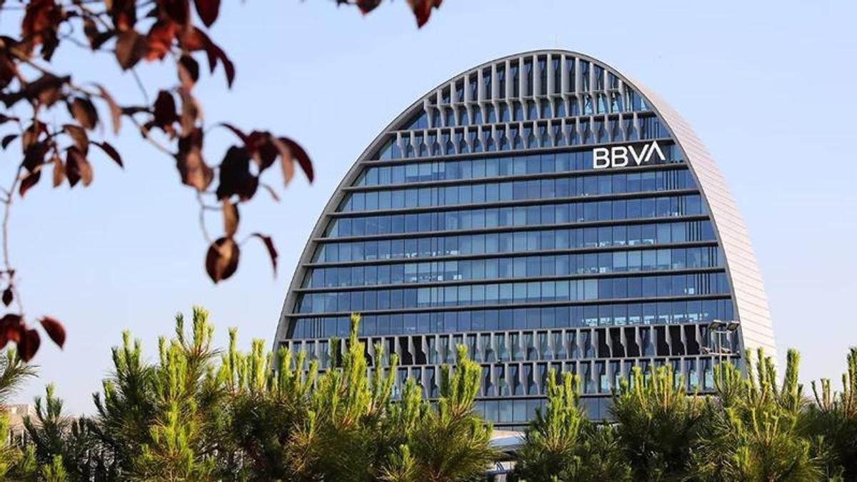 Vista de la sede de BBVA en Madrid.