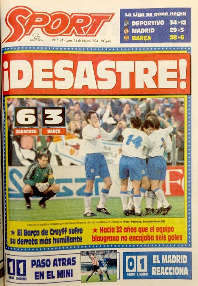 1994 - Dura derrota ante el Zaragoza que complica mucho la liga