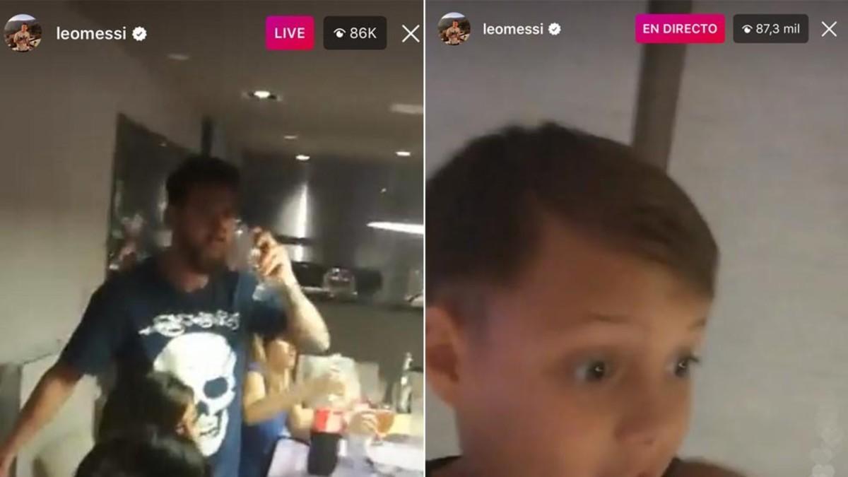 Dos capturas del primer 'live' de Leo en Instagram