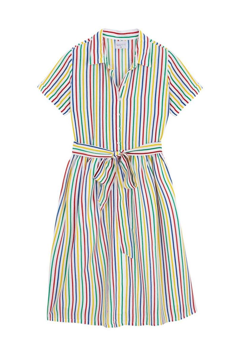 Vestido camisero de rayas multicolor de Compañía Fantástica. (Precio: 39, 90 euros)