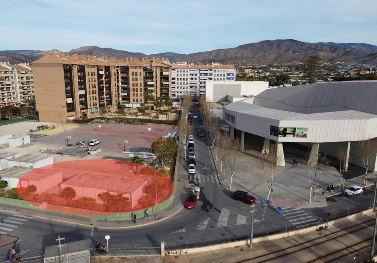 En rojo, la ubicación para la futura Casa de la Música de La Vila Joiosa.