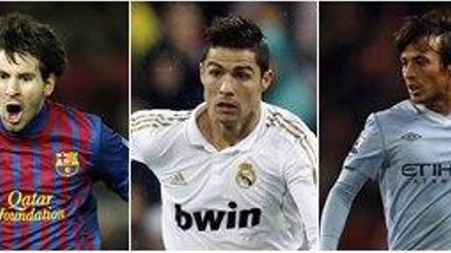 Messi, Ronaldo y David Silva, encabezan el once ideal de 2011para el diario L´Equipe.