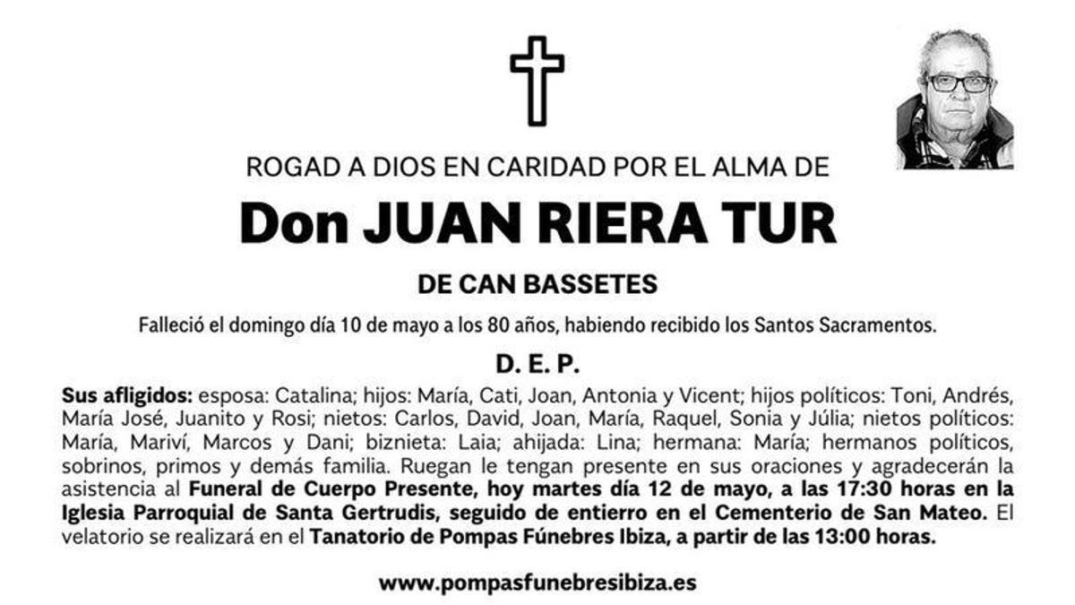 Esquela Juan Riera Tur