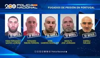 La Policía difunde la imagen de los cinco presos peligrosos fugados en Portugal para pedir colaboración ciudadana