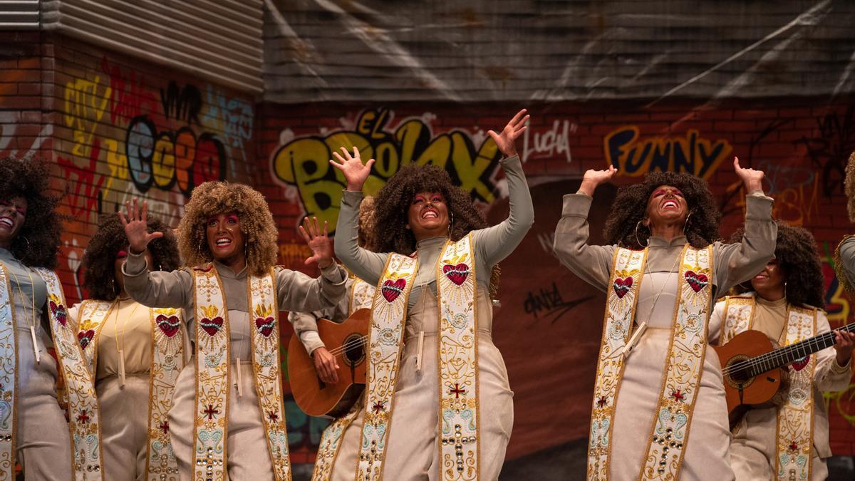 La murga las Chimixurris en el escenario del López de Ayala el pasado Carnaval de Badajoz.