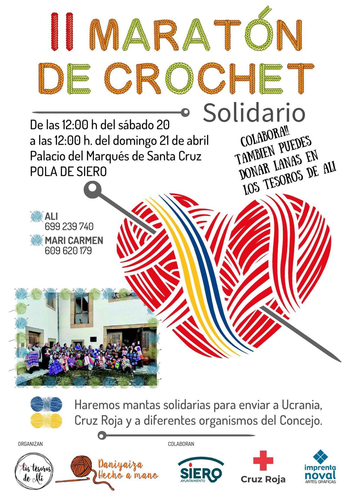 El cartel promocional del II Maratón de Crochet.