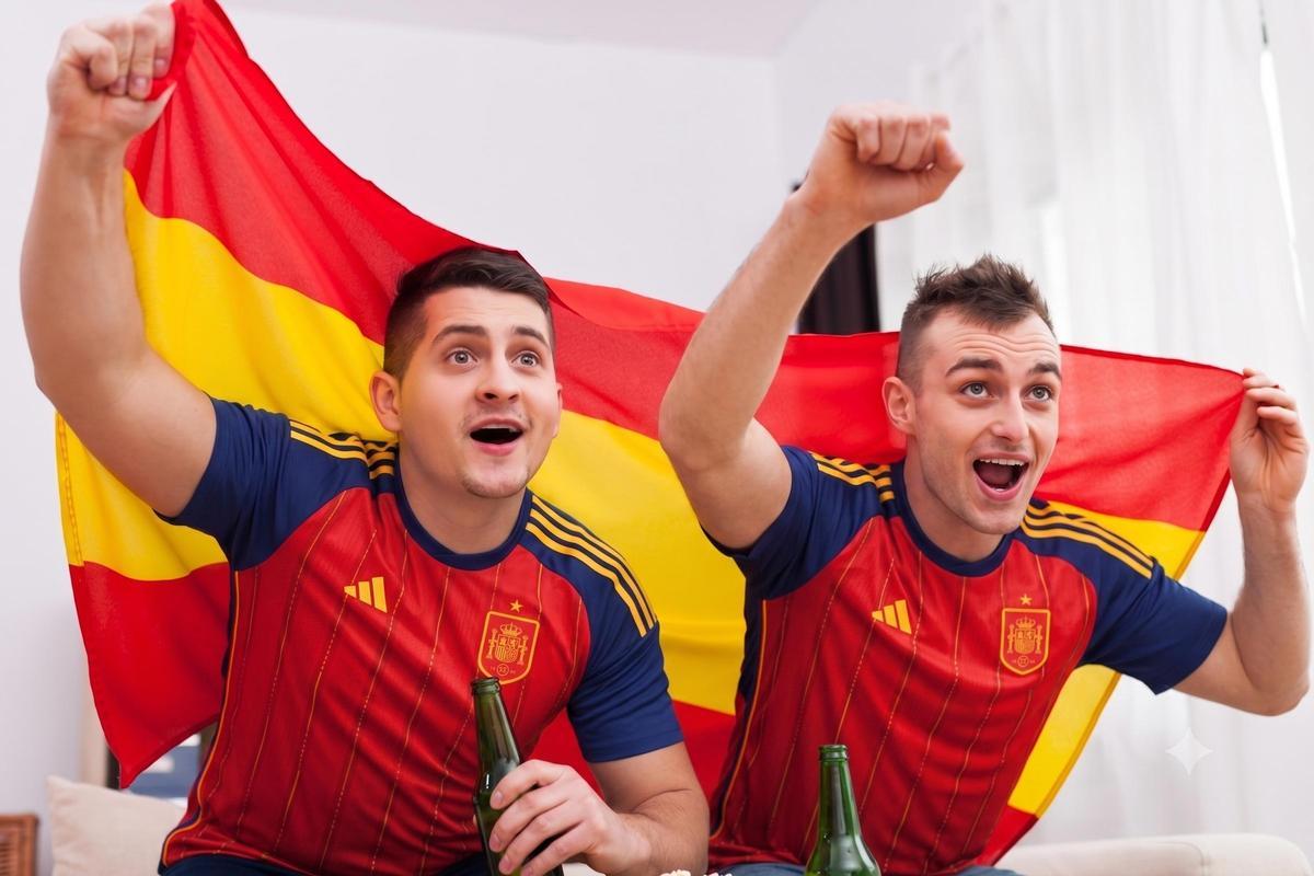 Los aficionados de la selección cuelgan las banderas de su balcón