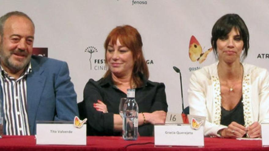 Tito Valverde, Gracia Querejeta y Maribel Verdú, en la rueda de prensa de presentación.