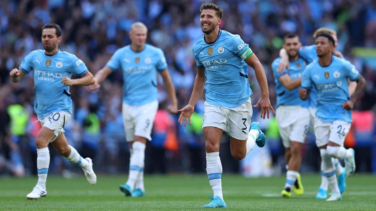 Rúben Dias abre la carrera del City por celebrar el título de Wembley.