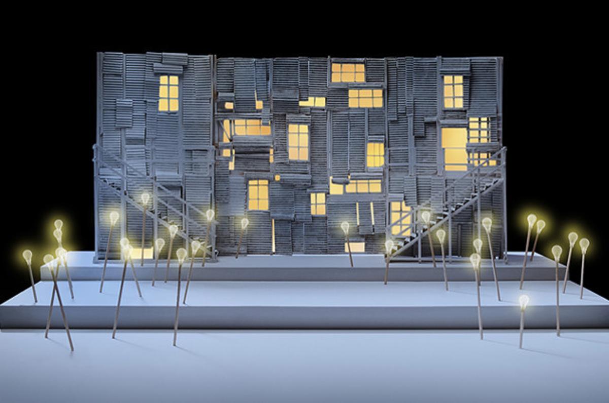 Escenografia de Lluís Danés per al concert al juny ’Les nostres cançons contra la sida’, al Palau Sant Jordi de Barcelona.