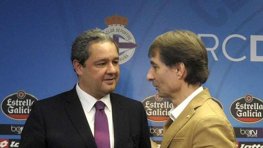 Tino Fernández y Richard Barral, en una comparecencia en Riazor.