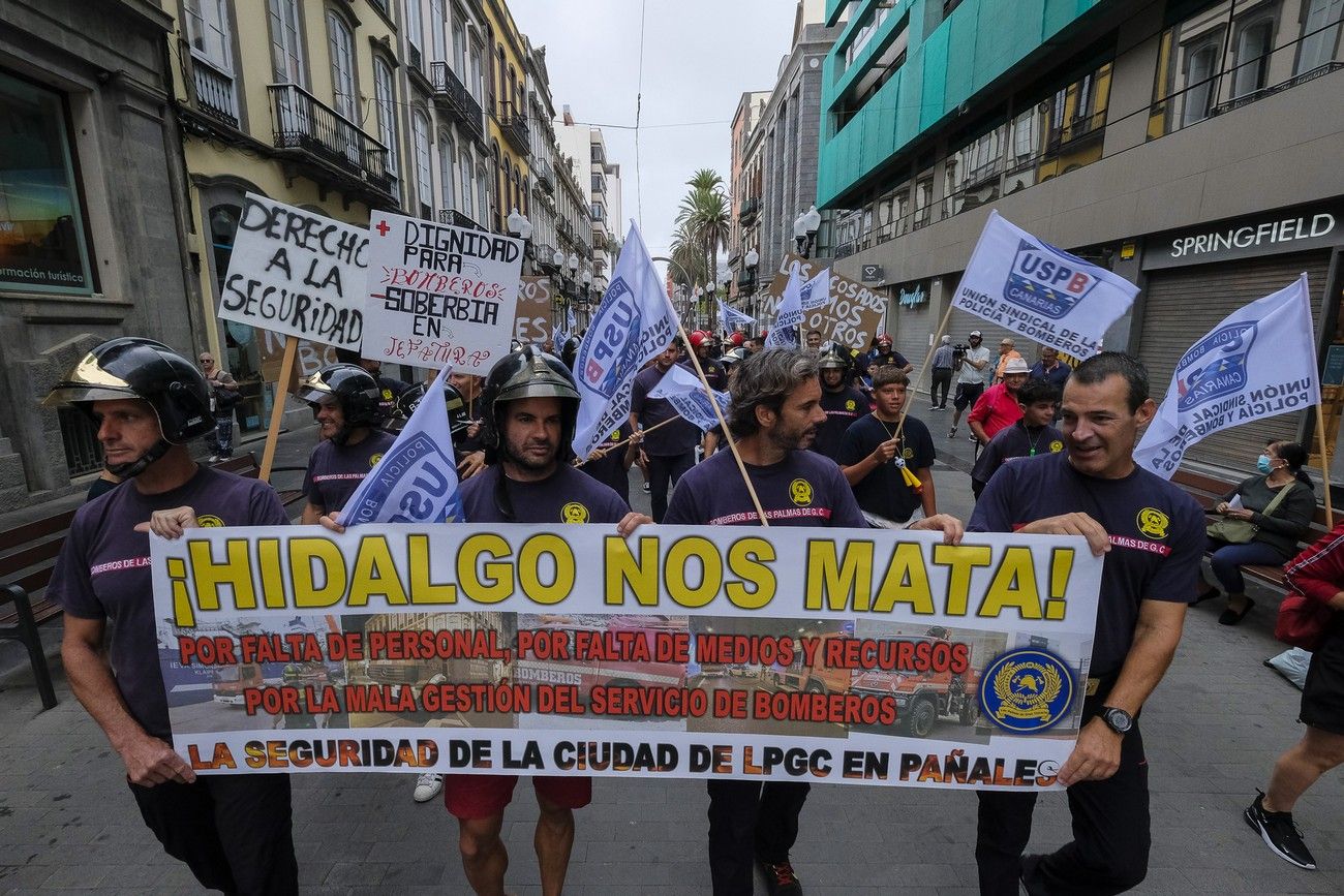 Manifestación bomberos de Las Palmas de Gran Canaria