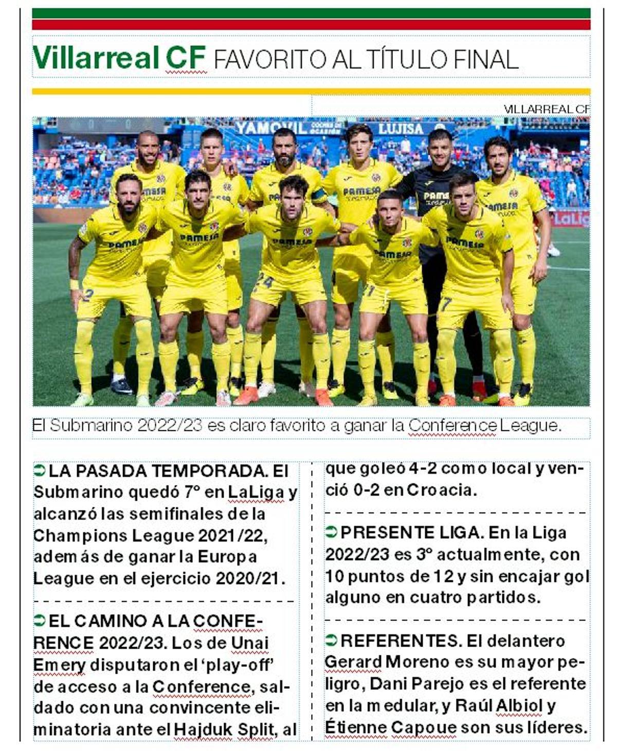 Villarrreal, favorito al título.