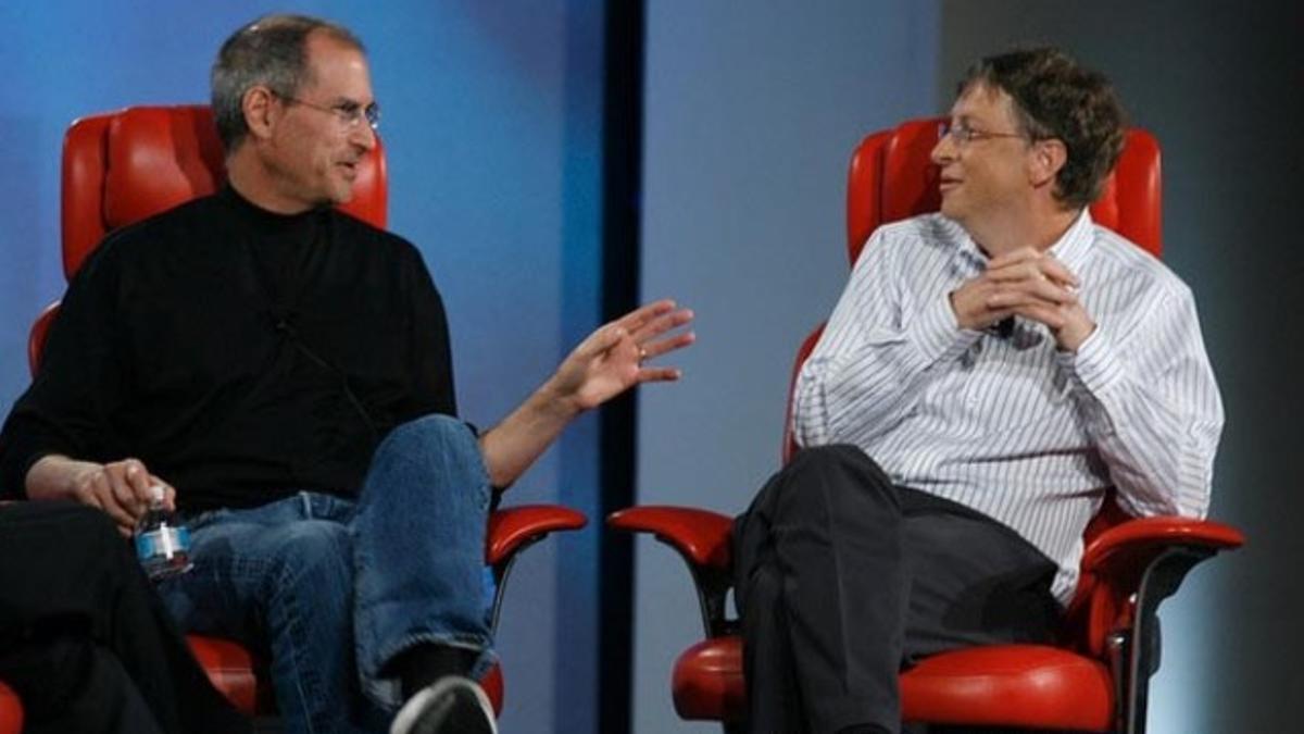 Steve Jobs y Bill Gates, en mayo del 2007, durante una conferencia sobre la era digital.