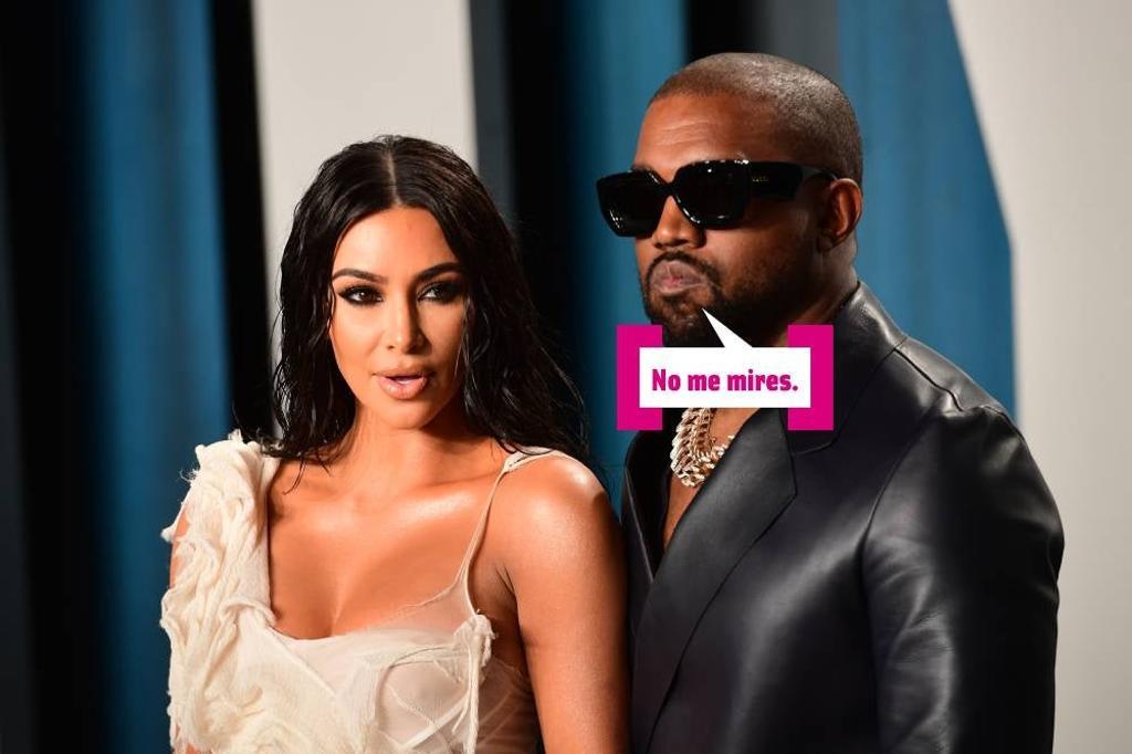 Kim Kardashian y Kanye West en un photocall