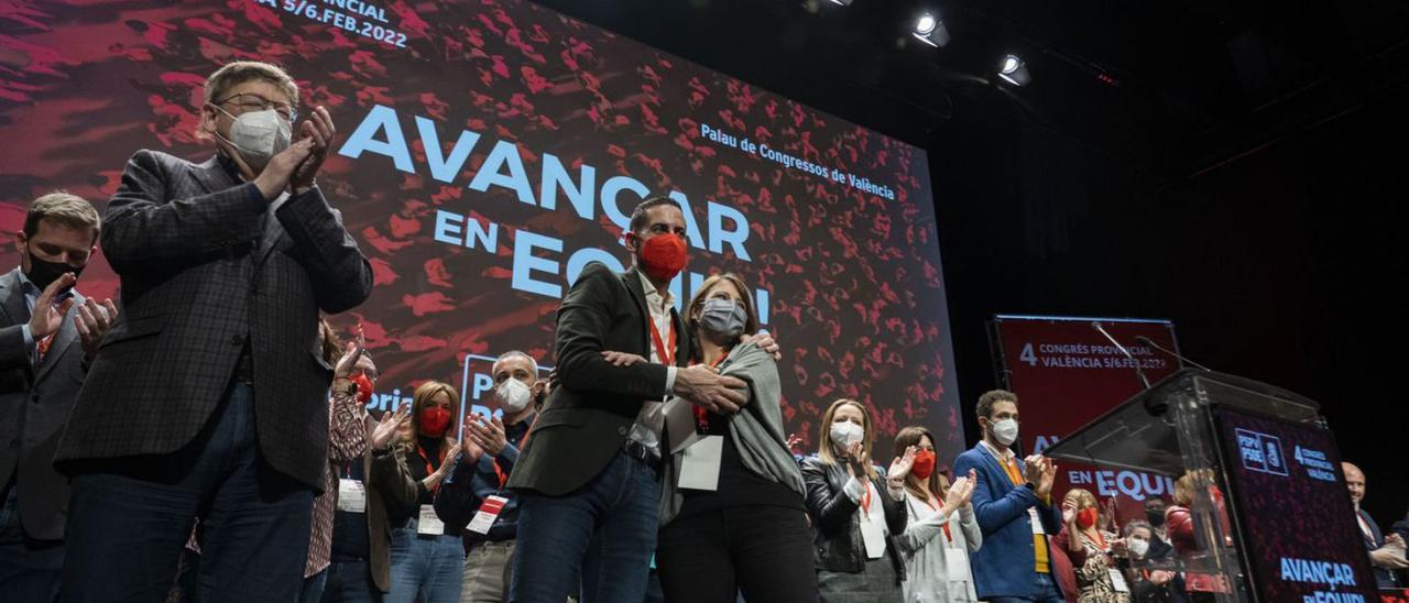 Puig, Fernández Bielsa y Lastra, durante el último congreso provincial de València. | GERMÁN CABALLERO