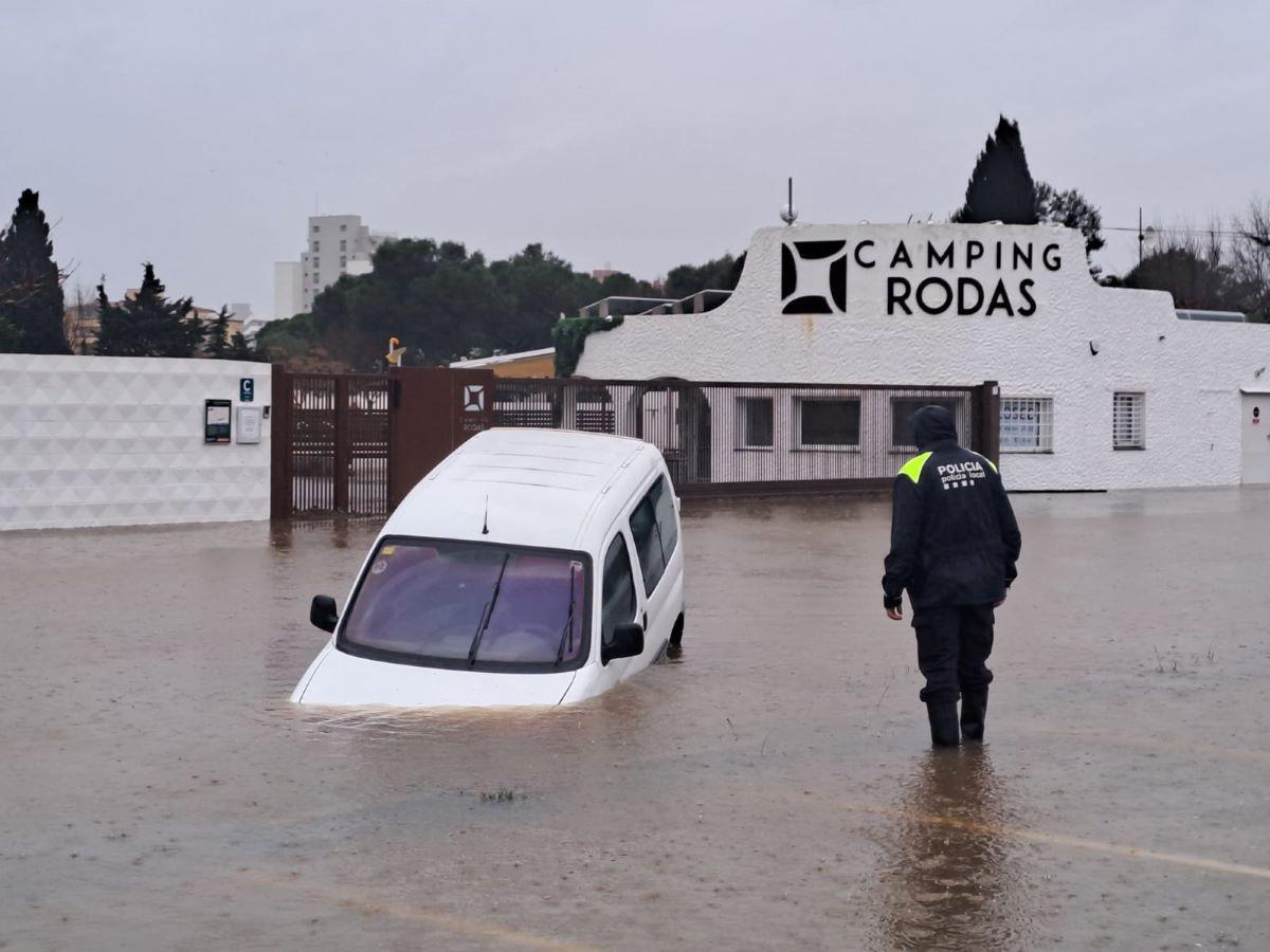 L’entrada del càmping Rodas, que va quedar inundat durant les darreres pluges.