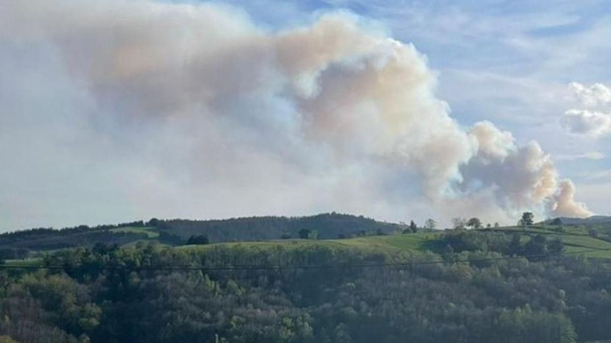 Fuego en el puerto del Palo, Allande, en la tarde de ayer. | ATBrif