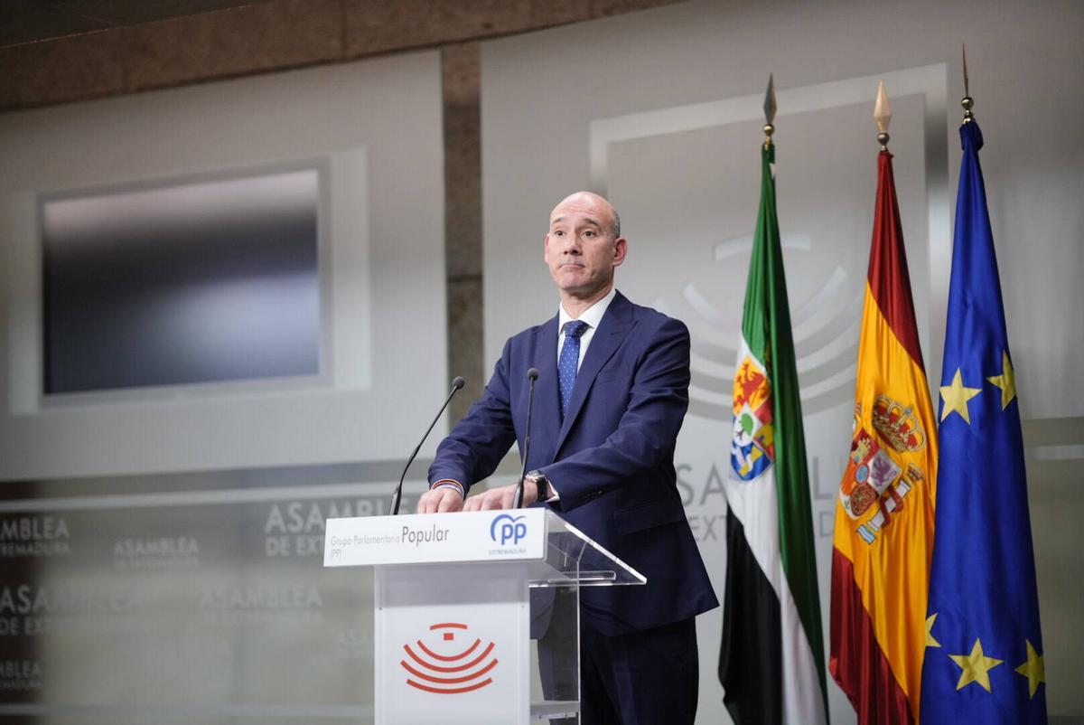 El portavoz del PP en la Asamblea, José Ángel Sánchez Juliá, este martes.