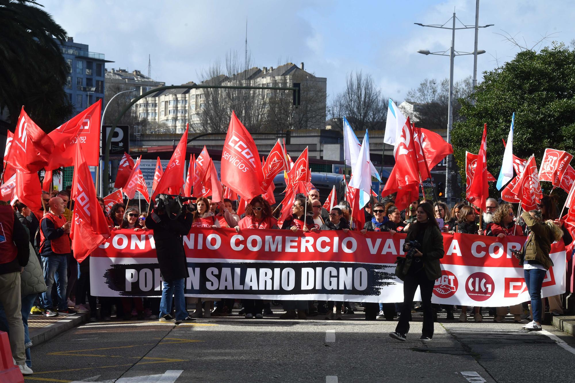 Manifestación de trabajadores del comercio en A Coruña