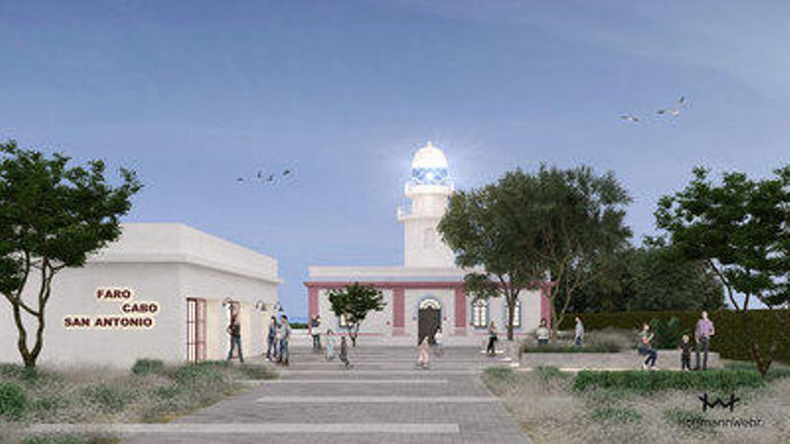 Plaza, cafetería y jardín botánico en el faro ahora público de Xàbia