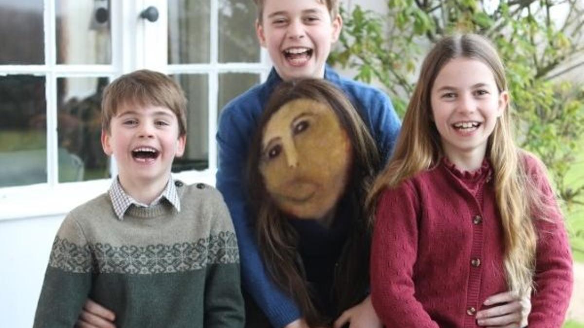 Uno de los memes publicados en redes sociales de la foto de Kate Middleton con sus hijos.