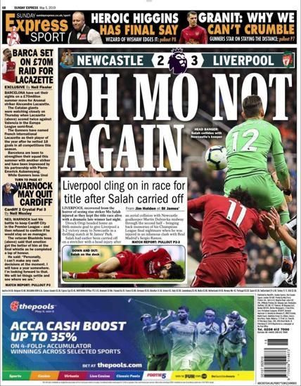 Portada EXPRESS SPORT domingo 5 de mayo de 2019.