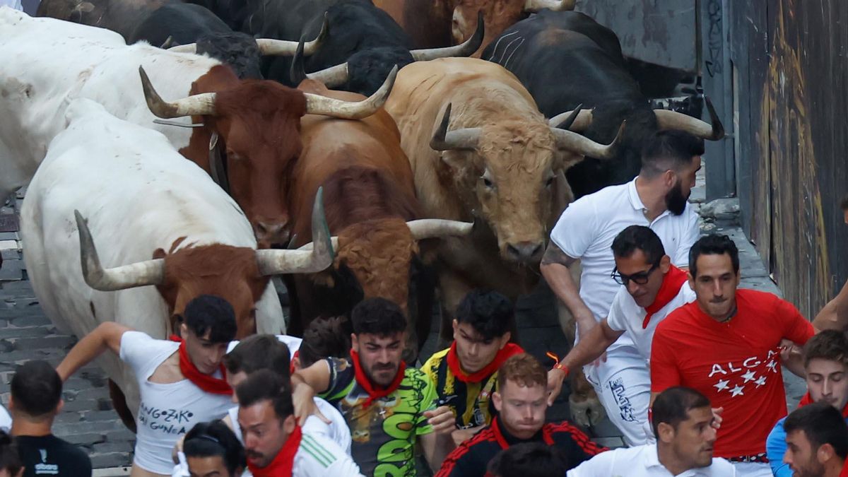 Quinto encierro de San Fermín con toros de Jandilla