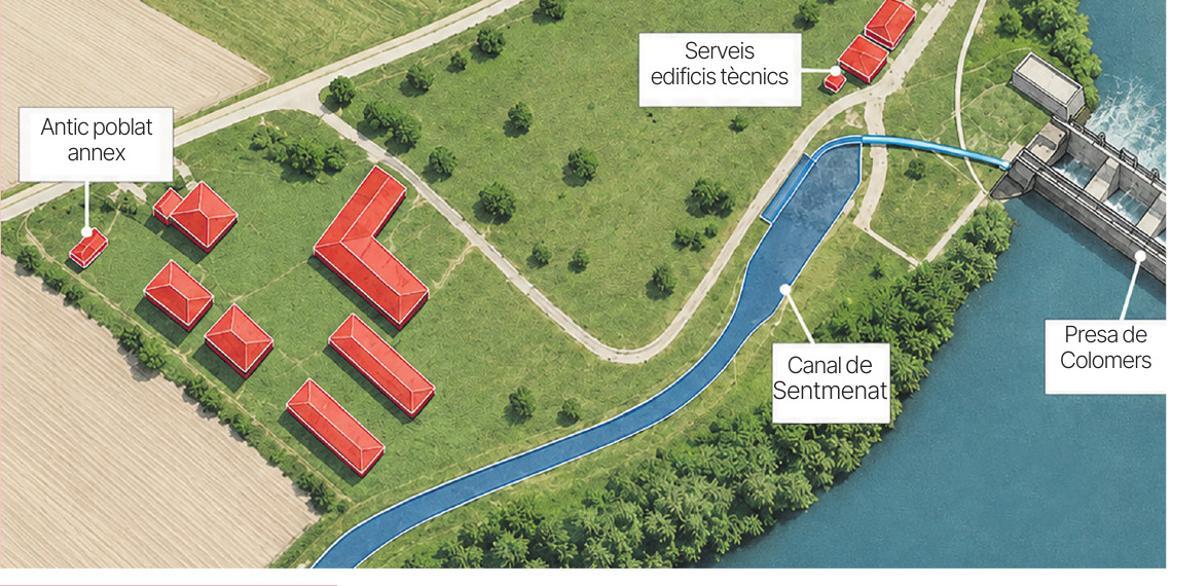 Àmbit d'actuació al costat de la presa de Colomers