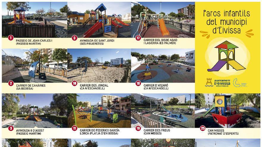 Mapa para saber dónde están los parques infantiles de Ibiza