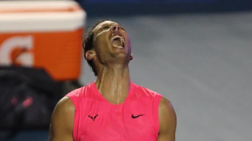 Rafael Nadal celebra su triunfo ante el búlgaro Grigor Dimitrov.