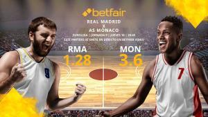 Real Madrid Baloncesto vs. AS Mónaco Basket: horario, TV, estadísticas, clasificación y pronósticos