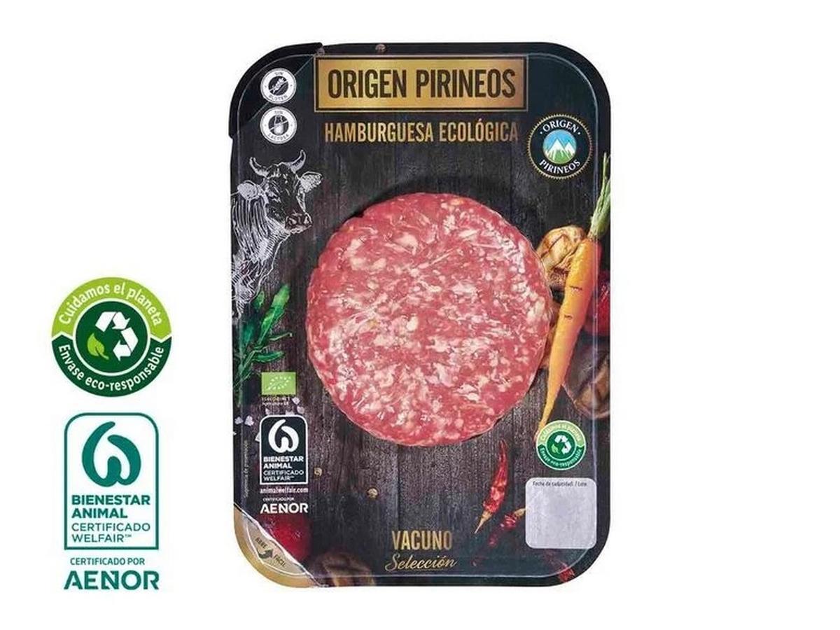 Imagen de la hamburguesa ecológica 'origen Pirineos' de Lidl.