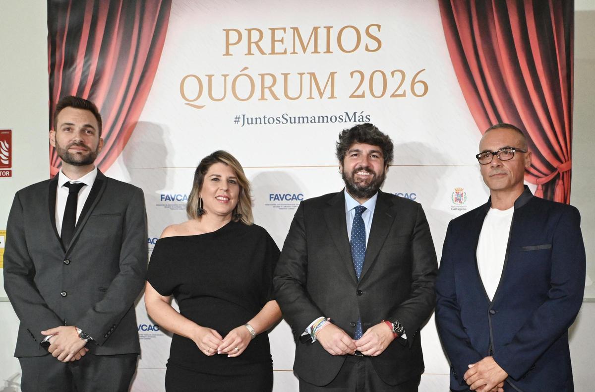El acto de entrega de los premios Quórum, contó con la presencia del presidente de la Comunidad, Fernando López Miras, y la alcaldesa de Cartagena, Noelia Arroyo
