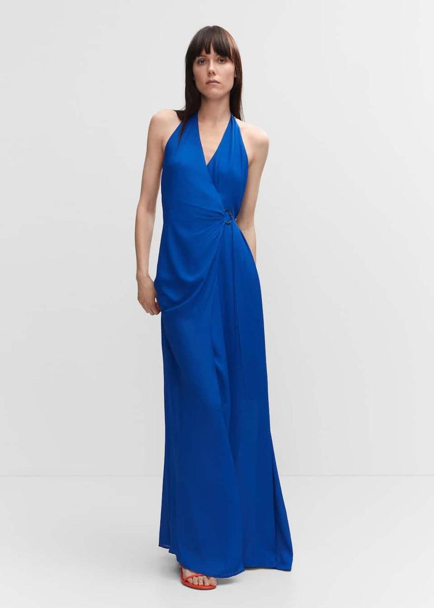 Vestido largo aro en azul Klein de Mango