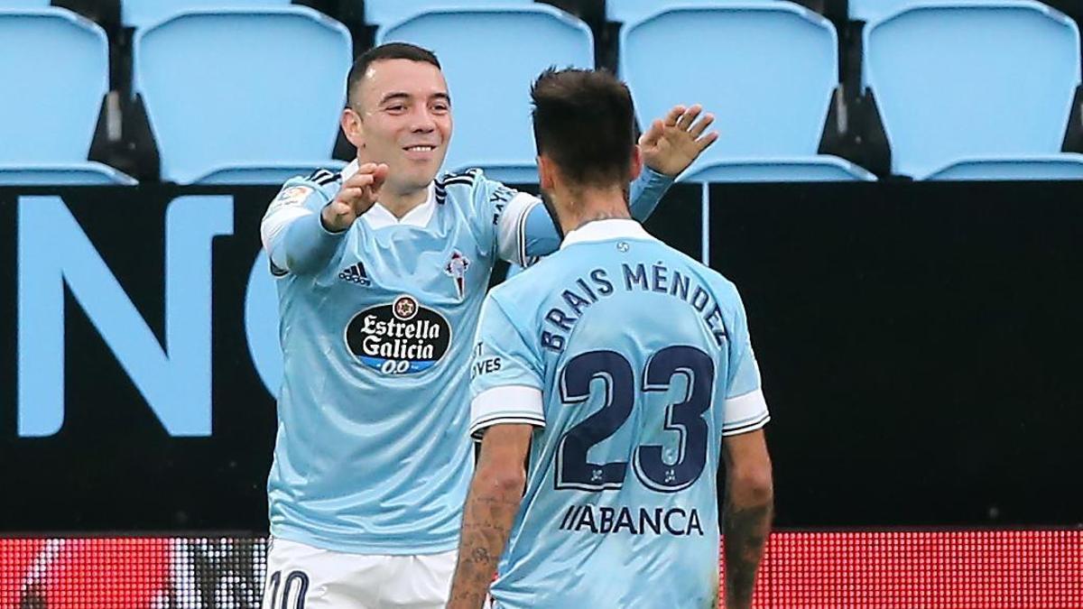 Iago Aspas y Brais Méndez, durante un partido de esta temporada en Balaídos