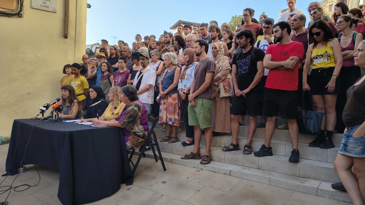 Representants de les entitats en la roda de premsa daquesta tarda a Manresa