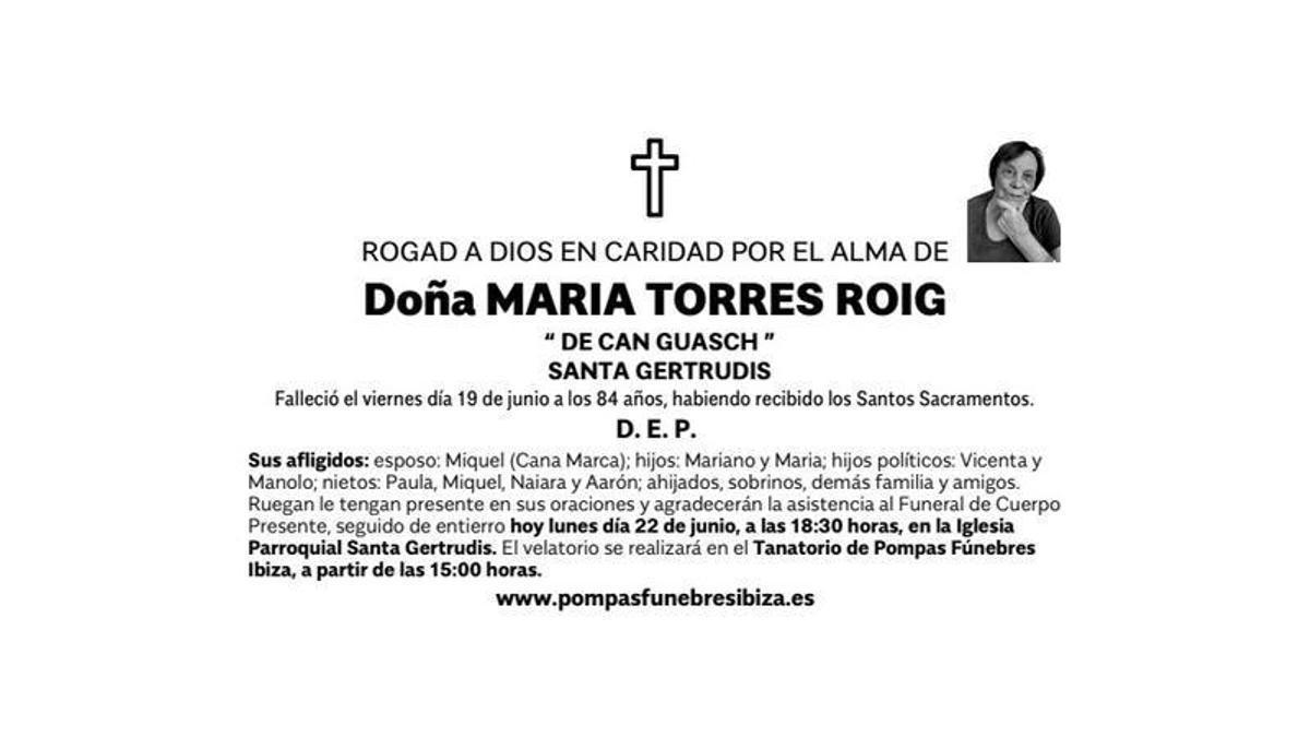 Esquela Maria Torres Roig