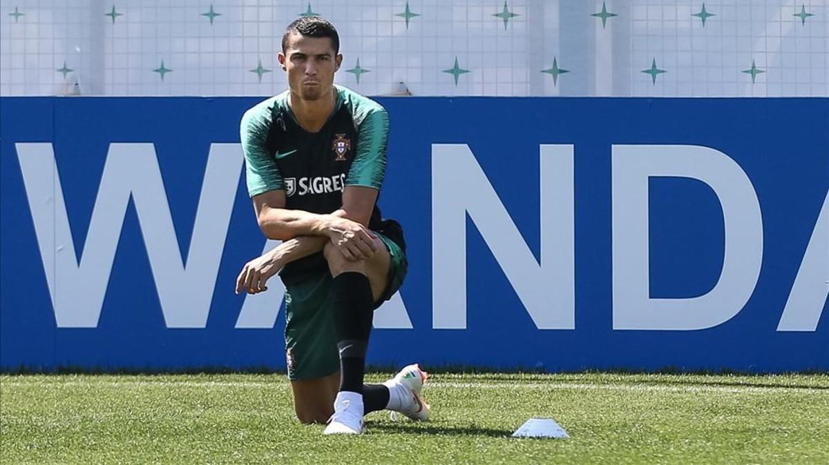 Cristiano Ronaldo entrenando con Portugal en Rusia