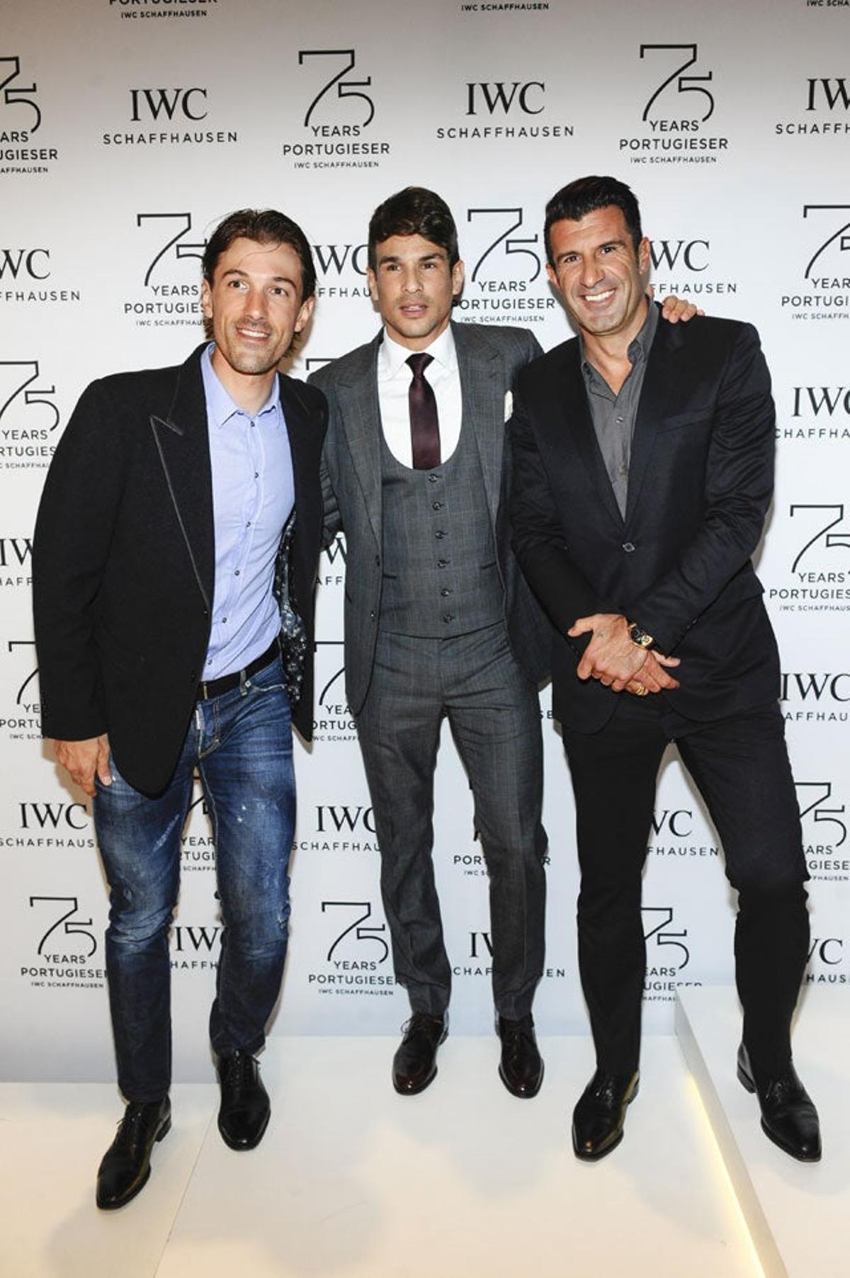 Fabian Cancellara, José María Manzanares y Luis Figo en la fiesta de IWC organizada en Ginebra