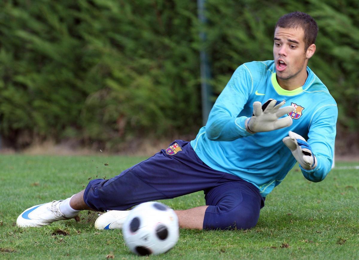 Rubén Miño, durante un entrenamiento con el Barça
